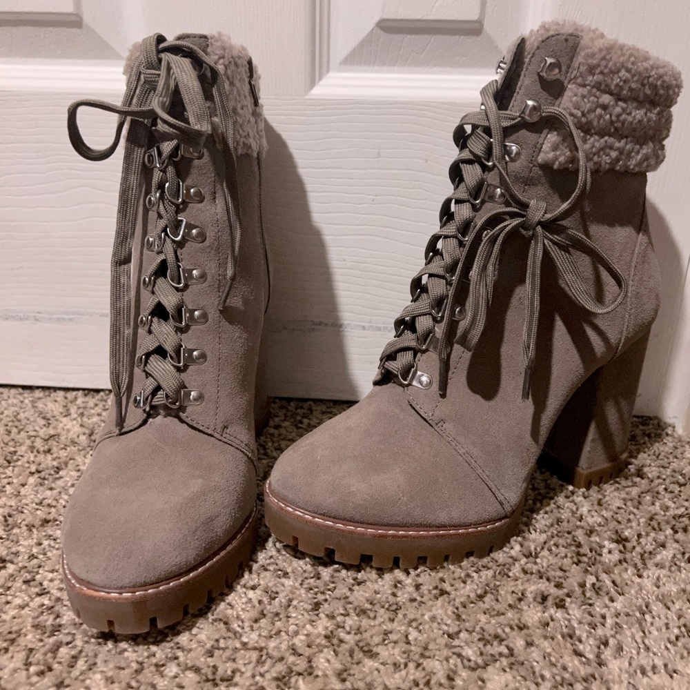 GB Sight See Suede Shearling Lug Sole Hiker Platform Booties
